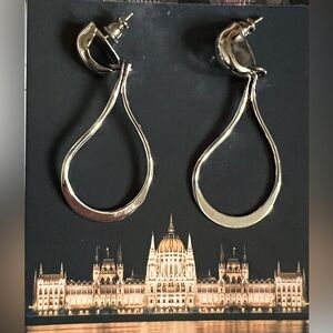 Napier Silver Earrings with Modern Teardrop Design and Medium Size. NWOT